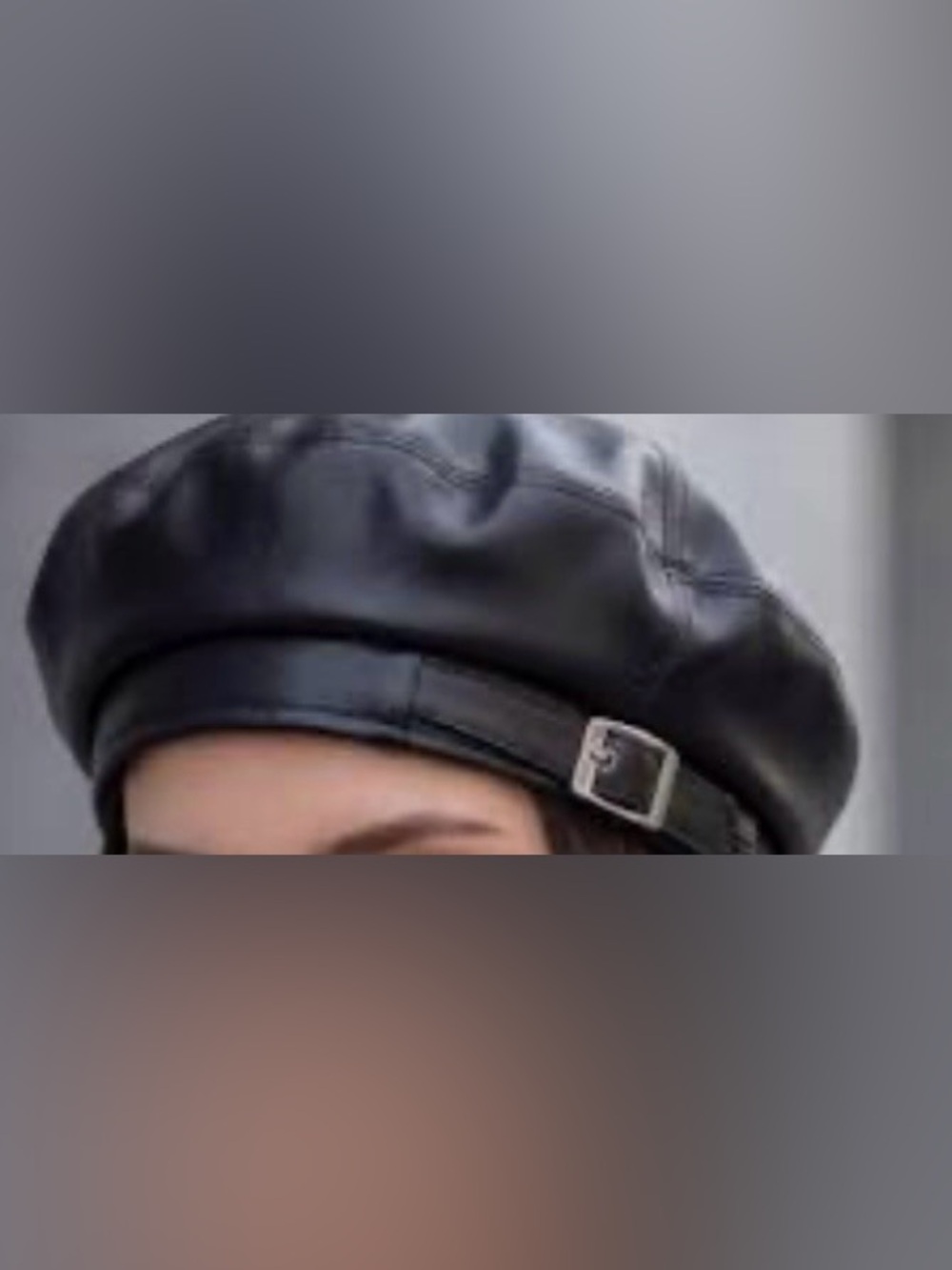 Women’s Black faux leather beret hat. - Picture 2 of 5